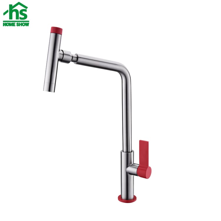 Red Handle Stainless Steel Kitchen Faucet C031441