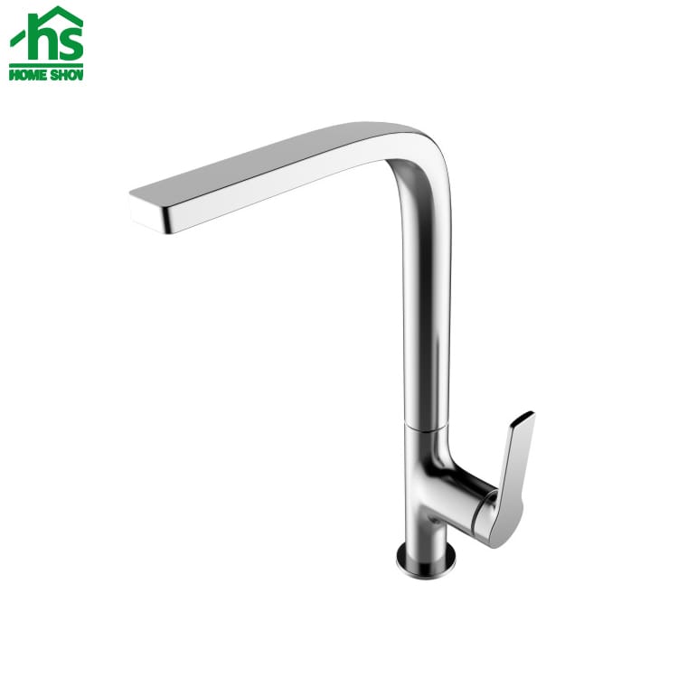 Custom ODM Square Shape Chrome Deck Mounted Kitchen Sink Faucet Tap C101001