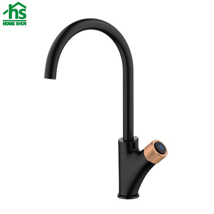 Wholesale Factory Price Matt Black Gold Button Handle Kitchen Faucet C21 5001