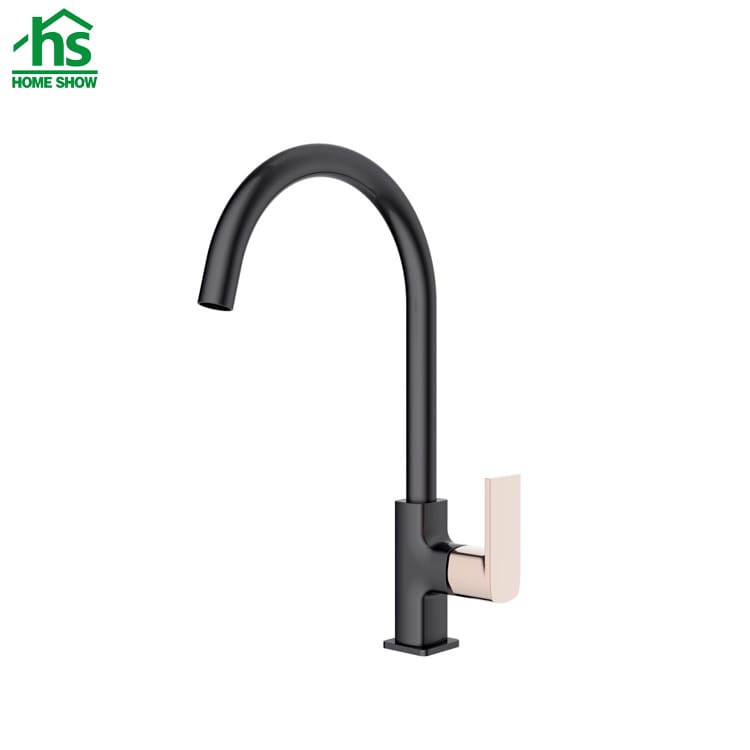 Factory Price Matt Black Gold Button Single Handle Kitchen Sink Faucet Tap C271301