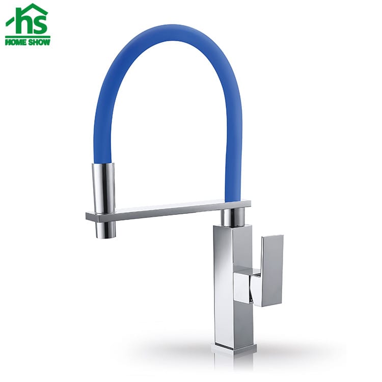 OEM ODM Blue Color Square Body Best Pull Out Kitchen Faucet Supplier C031505