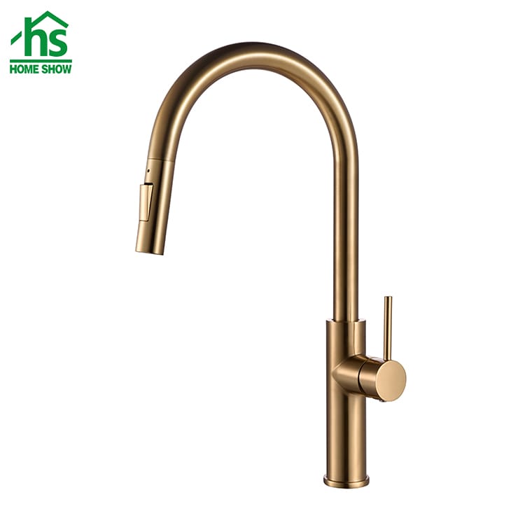 Zinc Gold Color Brass Kitchen Faucet