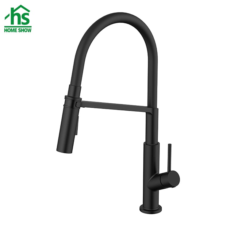 Wholesale Matt Black Pull Out Brass Kitchen Faucet C03 1422