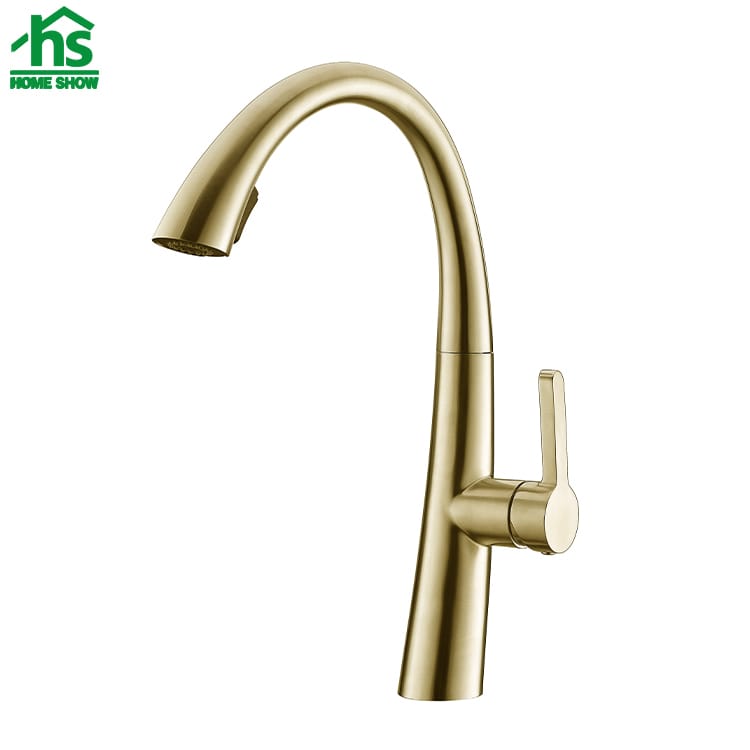 Gold Color Pull Out Kitchen Sink Faucet
