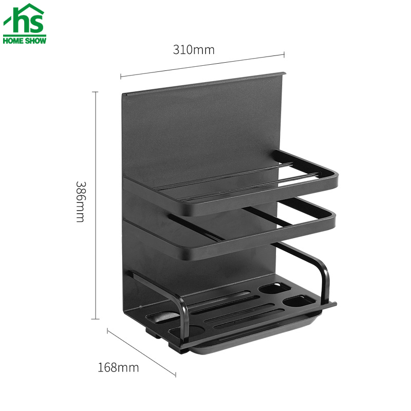 Factory Supply Black Pot Cover Dish Rack Knife Storage Holder for Kitchen