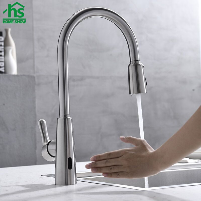 Wholesale OEM Brushed Stainless Steel  Automatic Touch Sensor Control Faucet/Tap for Kitchen C031536