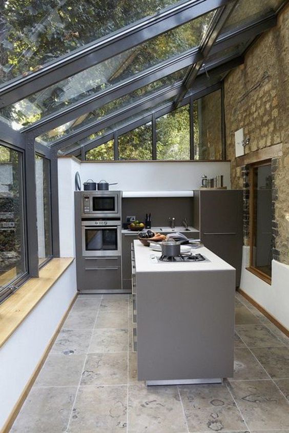 glass roof kitchen 