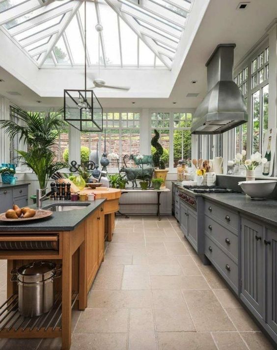 glass roof kitchen 