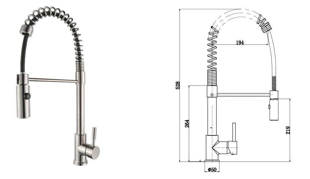 Bulk Order Price with OEM  Spring Pull Out Kitchen Faucet Wholesale C030022