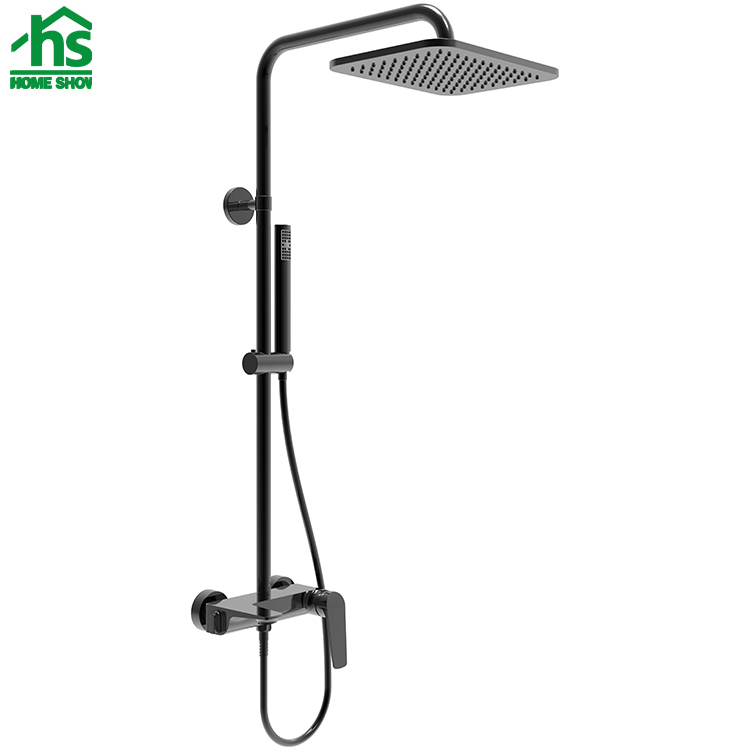 Customized Wholesale Three Function Wall Mount Matte Black Rain Shower Faucet Head Set D05 1378