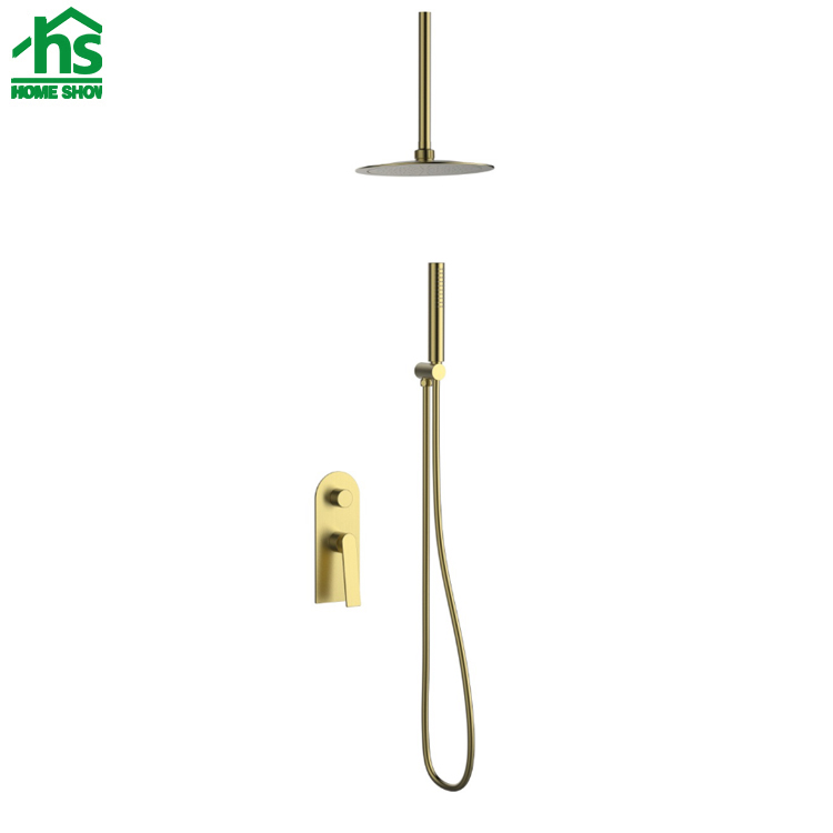 Factory Wholesale Glod Color Handheld Shower Mixer with In Wall Shower Valve