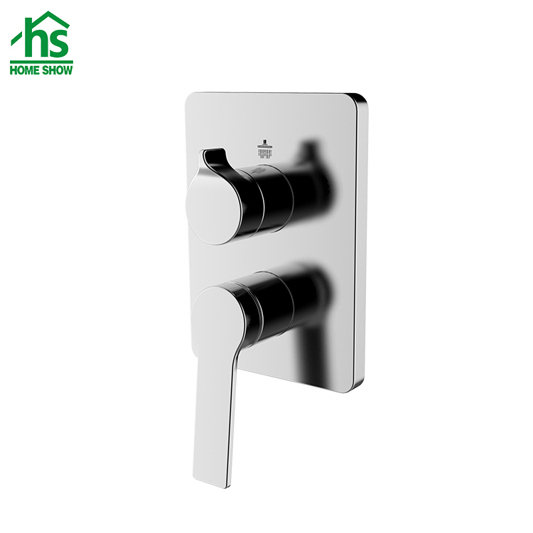 Square Cover Brass Concealed Shower Mixer Valve with Diverter