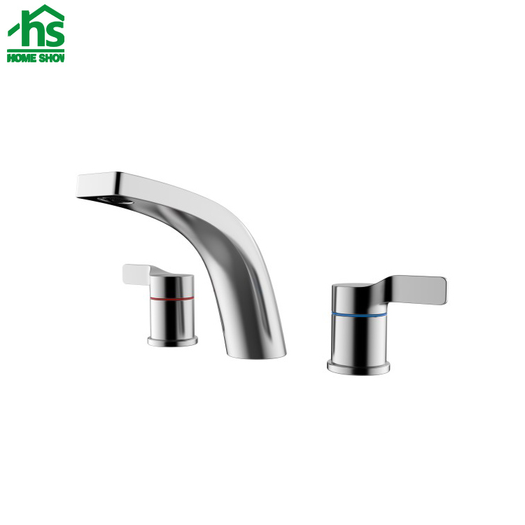 OEM Luxury Brass Three Holes Hot and Cold Deck Mount Basin Faucets 