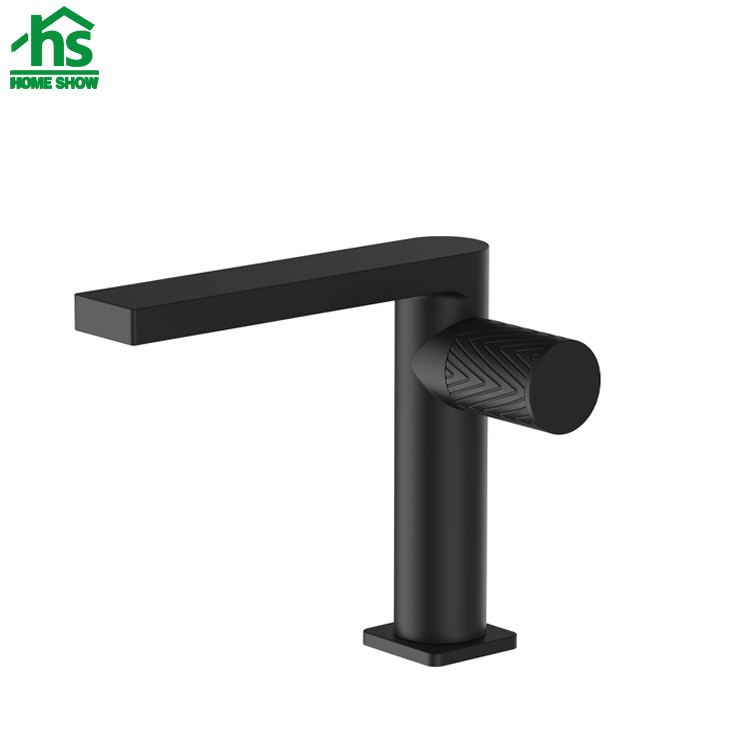 Single Lever Matt Black Handle  Bathroom Basin Mixer Faucet Tap M26 4009