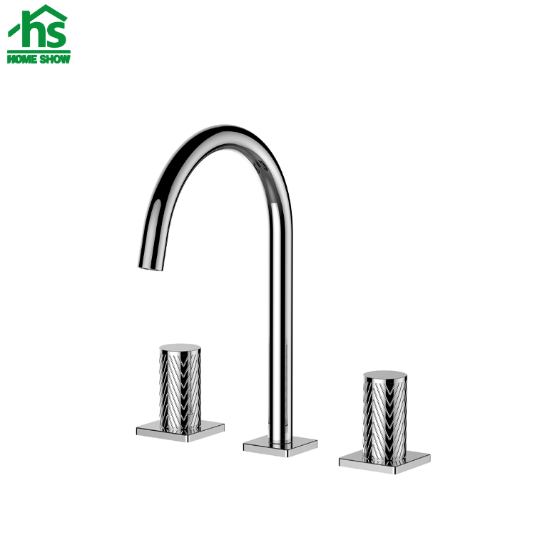 Double Handle 3 Holes Bathroom Basin Mixer 3 Way Faucet M26 1006