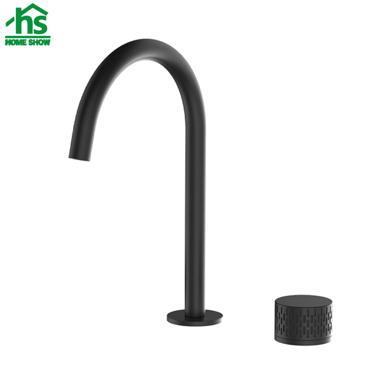 Deck Mounted Matt Black 2 Holes Basin Faucet for Bathroom M25 4008