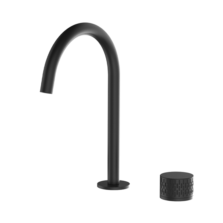 Deck Mounted Matt Black 2 Holes Basin Faucet for Bathroom M25 6008