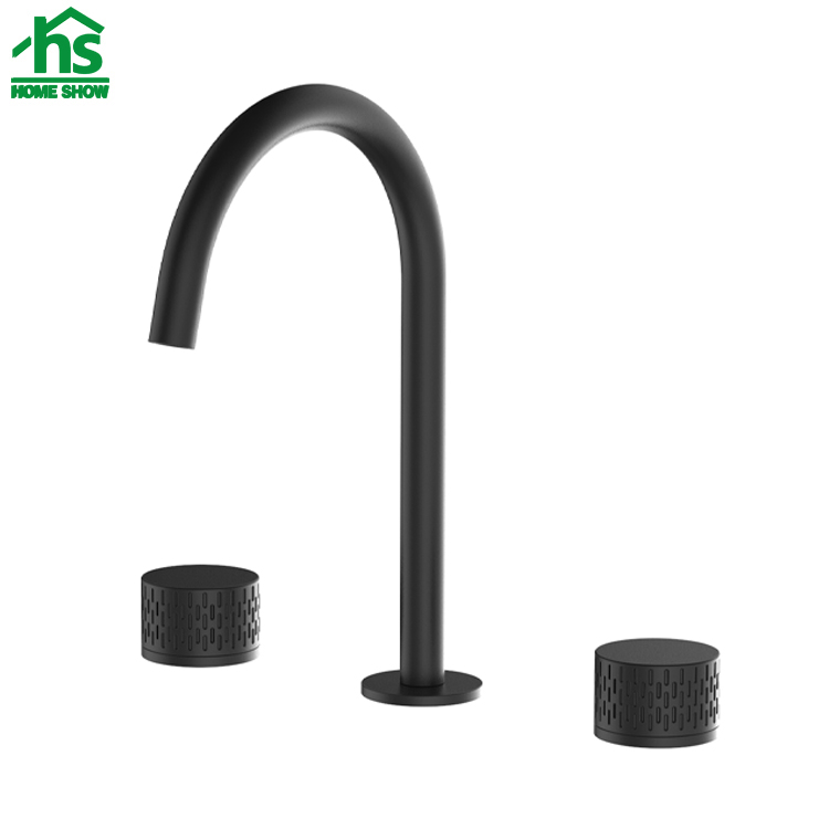 Custom Matt Black Deck Mounted Chrome 3 Holes Basin Faucet for Bathroom Factory M25 4006