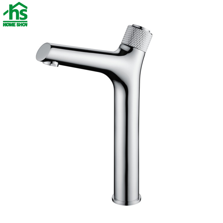 Tree Shape Faucets Botton Control Chrome High Neck Bathroom Basin MIxer