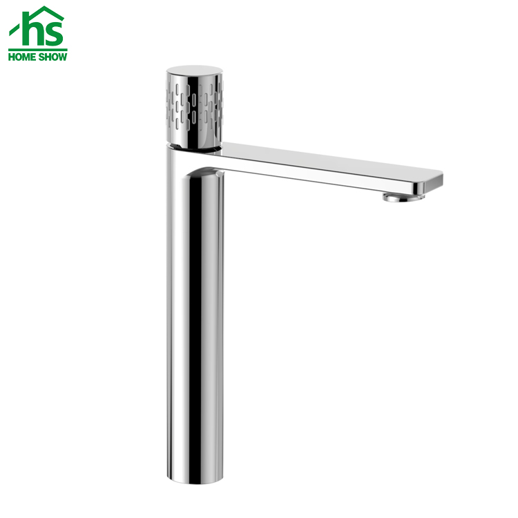 Custom High Neck Chrome Single Lever Basin Mixer Bathroom Faucet Factory M25 1003