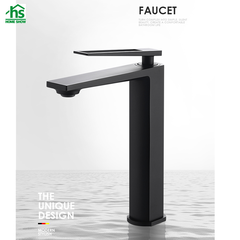 High Spout Matt Black Wholesale Hollow Handle  Brass Basin Faucet M30 2002