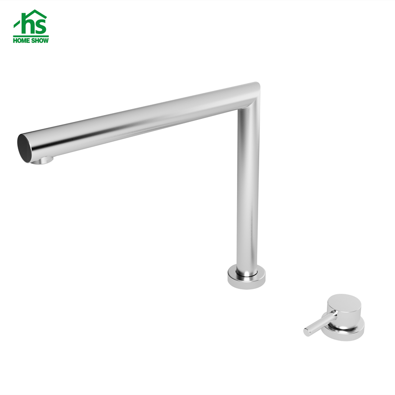 Brushed 2 Holes Fold-able Adjustable Spout Height Lift-able Kitchen Tap C03 1610
