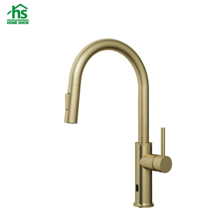 Factory OEM Rose Gold Auto Sensor Spout Out SUS Water Saving Kitchen Sink Faucet C03 1678