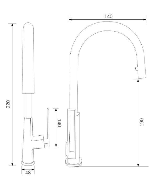 Factory Supply Brass Gold Pull Out Hollow Handle Kitchen Faucet Taps C30 3001