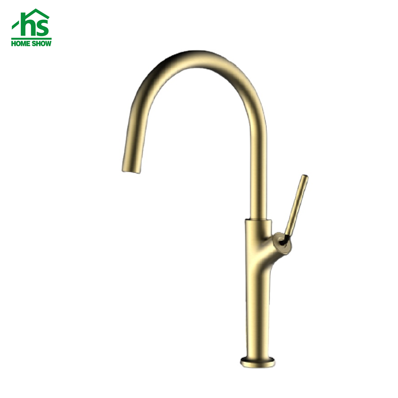 Factory Price Gold Color Pull Out Spray Long Neck Kitchen Faucet Mixer Taps C03 1622