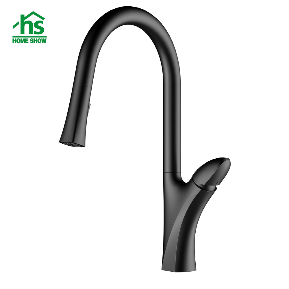 Factory Supply Black Single-lever Pull Out Kitchen Faucet C35 2002