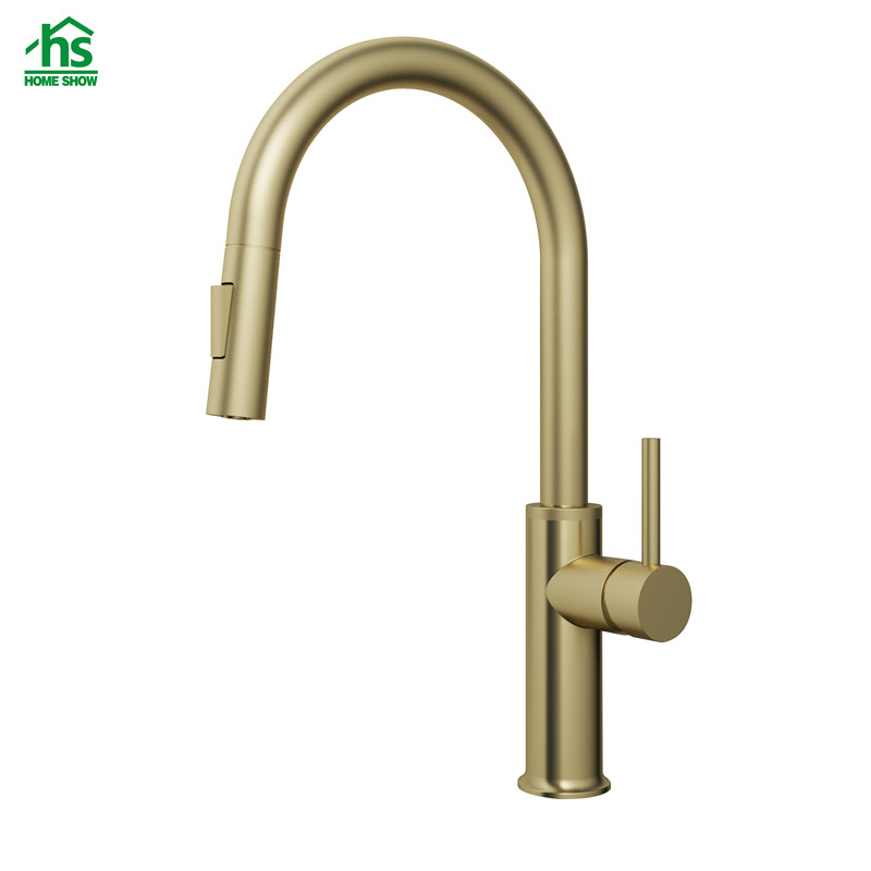 Wholesale White Color With Gold Spray Faucet Pull Out Kitchen Sink Tap C03 1662