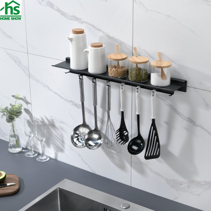 Wholesale Anti Rust Wall Mounted Sus Kitchen Storage Shelf with Hook