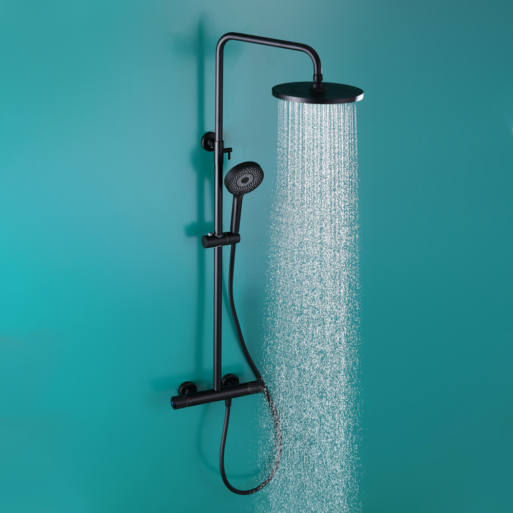 Button control 3 Function Thermostatic Shower Set with 1.5m PVC Shower Hose