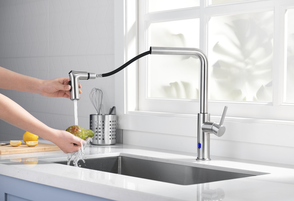 Brushed Stainless Steel Material Pull Out Kitchen Faucet C03 1731