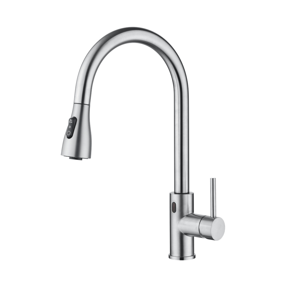 Wholesale Ecnomic Stainless Steel Sensor No Touch Pull Out Kitchen Sink Faucet Tap C03 1733