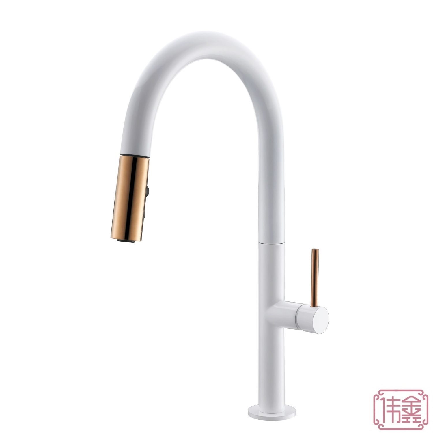 Wholesale White Color With Gold Spray Faucet Pull Out Kitchen Sink Tap C03 1662