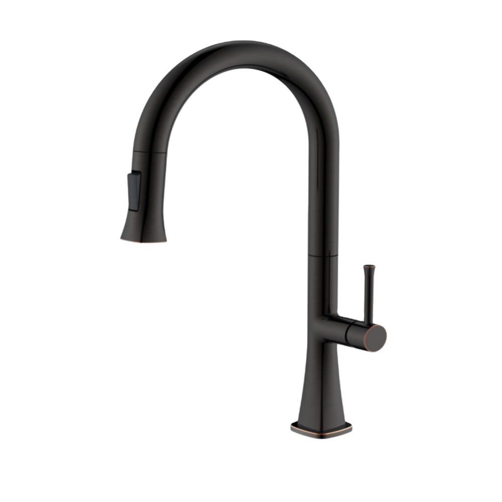 Custom Matt Black Spring Stainless Steel Pull Out Sprayer Kitchen Faucet C03 1663