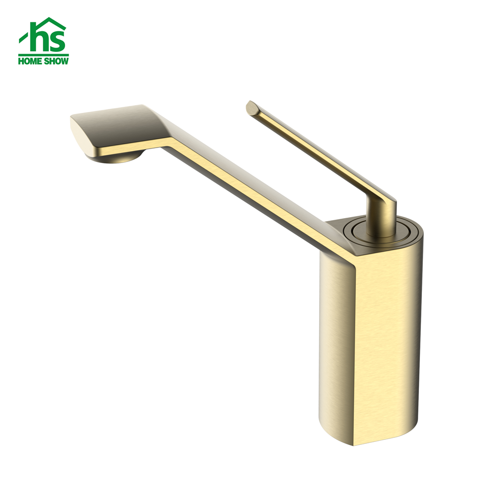 Wall Concealled Brushed Gold Brass Single Level Basin Mixer Faucet M42 4003