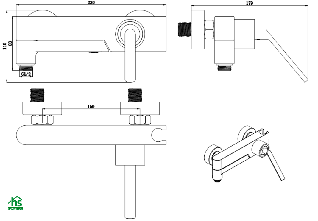 OEM Wholesale Matt Black Brass Material Bath and Shower Faucet Mixer for Bathroom D42 2002