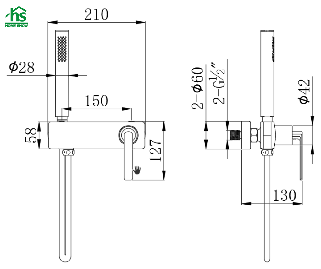 Single Function Matt Black Brass Material Bath and Shower Faucet Mixer for Bathroom D42 2001