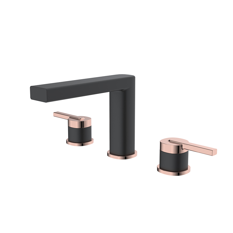 Hot Selling Hotel Bathroom Brass Material Single Handle RoseGold and Black Basin Mixer M38 1001