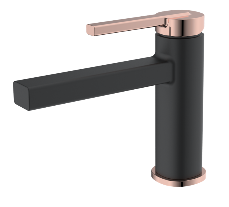 Hot Selling Hotel Bathroom Brass Material Single Handle RoseGold and Black Basin Mixer M38 1001