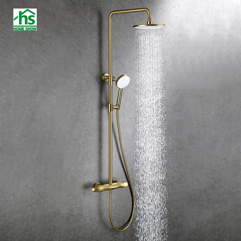 Manufacturers customize modern brass material zinc alloy handle 304 stainless steel shower pipe thermostatic shower set D35 2001