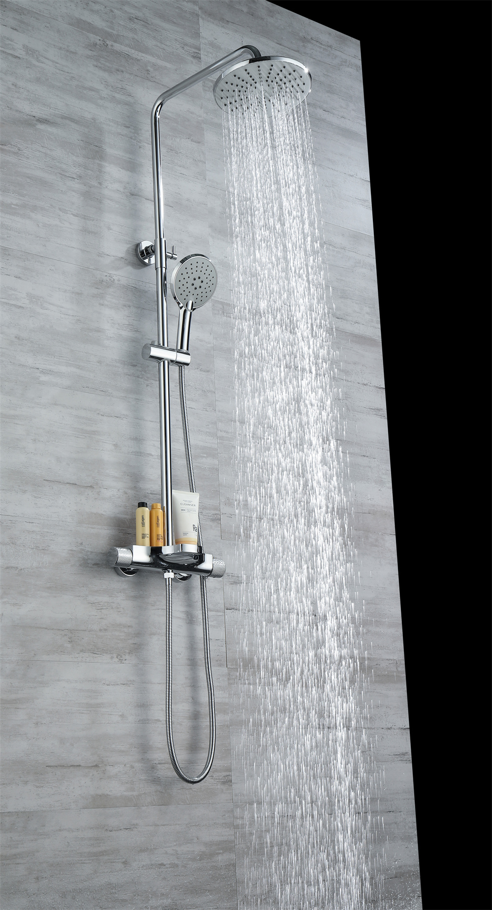 Brass Wall Mount Design Bathroom Thermostatic Shower Set With Red Partition D05 1814