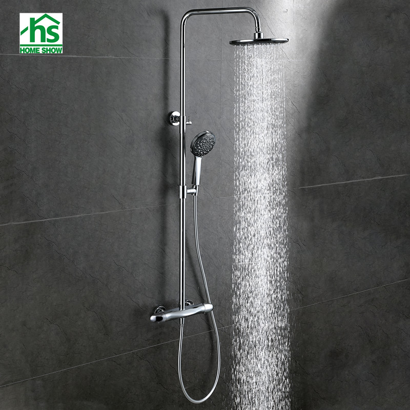 Manufacturers customize modern brass material zinc alloy handle 304 stainless steel shower pipe thermostatic shower set D35 2001
