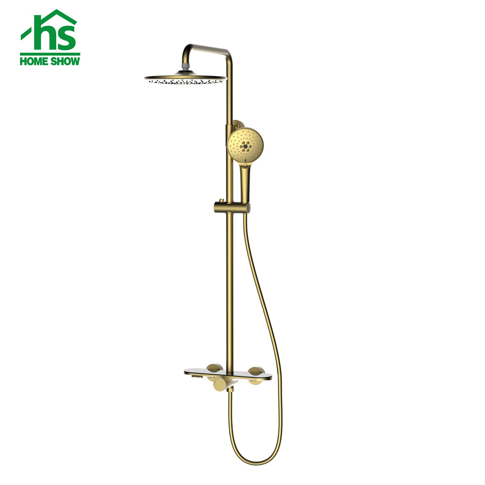 Factory brass material chrome plated wall mounted thermostatic shower set for bathroom