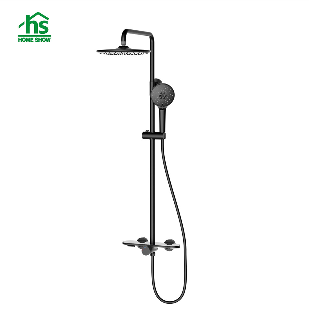 Factory brass material chrome plated wall mounted thermostatic shower set for bathroom