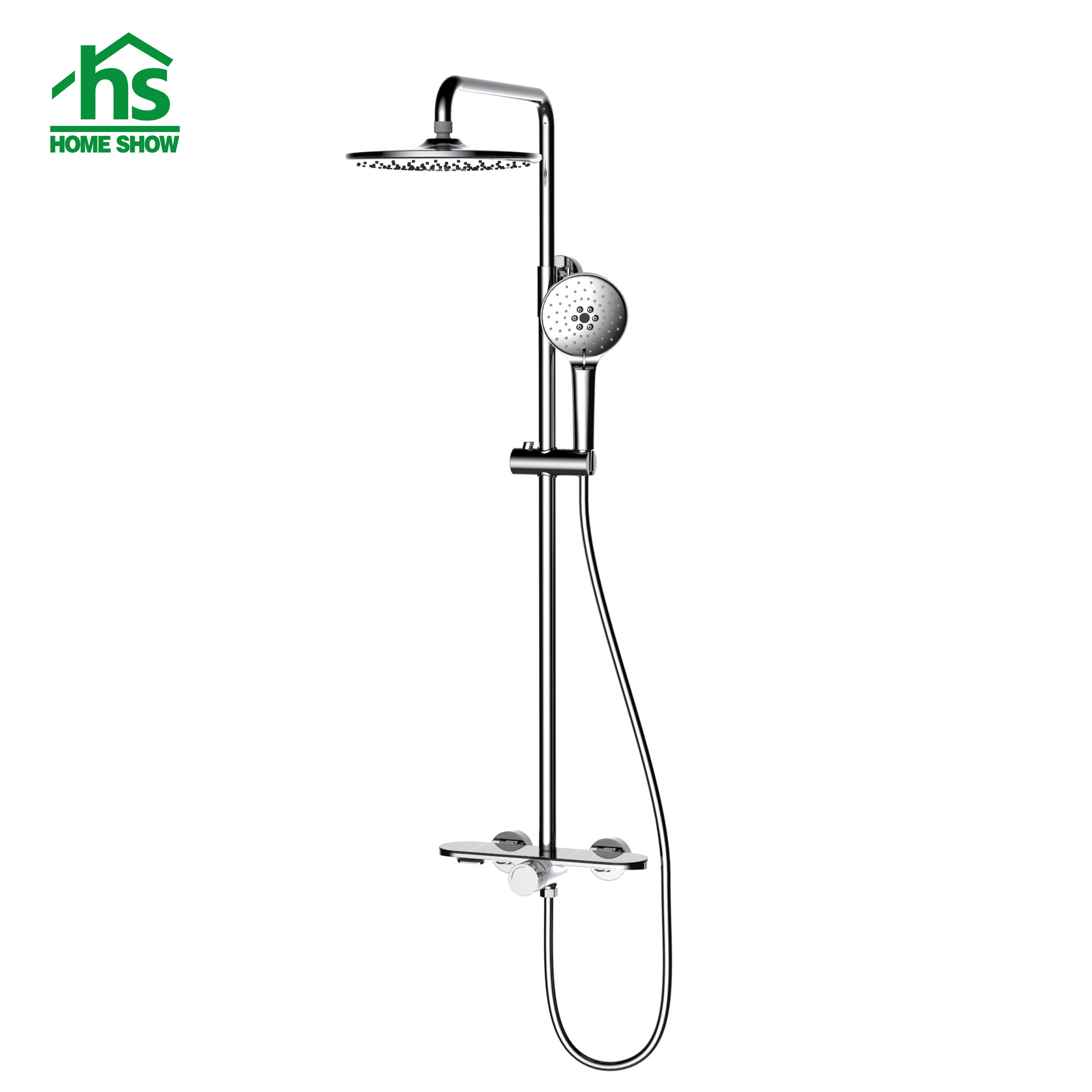 Factory brass material chrome plated wall mounted thermostatic shower set for bathroom