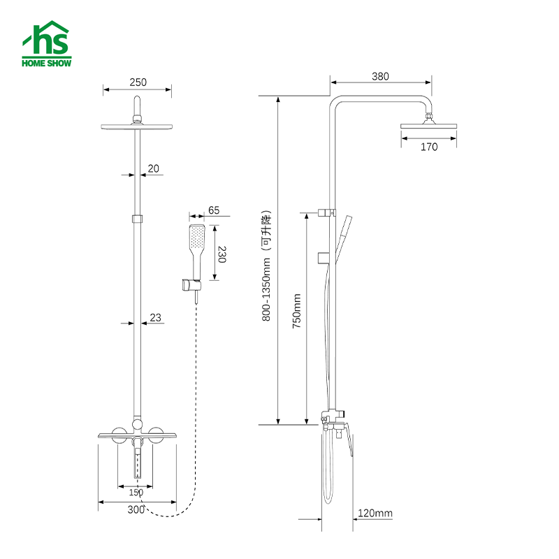 High Quality Manufacturer Hollow Handle Customized Brass Bathroom Shower Rain Shower Set D30 1003