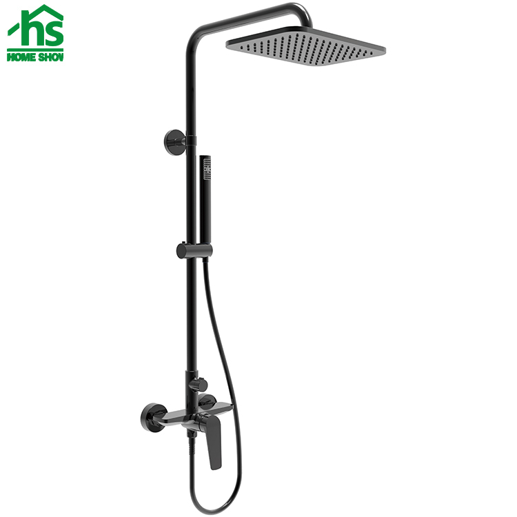 Hot selling style black color brass material wall mounted design hotel bathroom shower set D05 1376